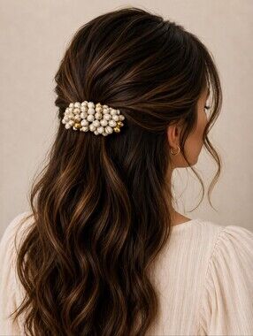 Vintage Unique White and Gold Festival Barrette